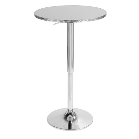LUMISOURCE Bistro Adjustable Round Bar Table in Silver BT-TLBISTRO23RN